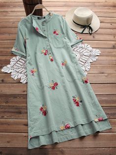 Newchic - Fashion Chic Clothes Online, Discover The Latest Fashion Trends Mobile Cheap Summer Dresses, Women Cotton Dress, Summer Elegant, Floral Embroidered Dress, Elegant Casual, Vestidos Vintage, Dress Yellow, Long Summer Dresses, Dresses Women