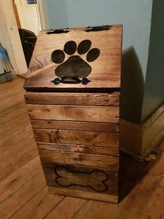 Wooden Dog Food Storage Container Dog Food Bin Pet FoodEtsy Philippines Dog Food Bin, Diy Storage Containers, Pet Food Container, Wooden Dog Kennels, Diy Dog Food