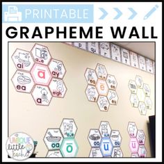 a bulletin board with different types of hexagons on it and the text printable grapheme wall