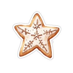 a star shaped cookie with icing on it