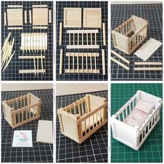 several pictures of different types of baby cribs