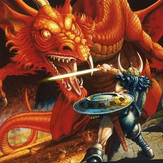 Clyde Caldwell, Jeff Easley, Larry Elmore, Dragon Lance, Dragon Rouge, Dragons Art, Dungeons And Dragons Art, Dragon Warrior, Fantasy Battle