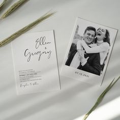 an image of a wedding card with the words ell and greify on it