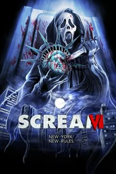 scream movie poster with the statue of liberty in the background and text that reads scream