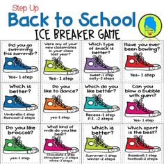 the back to school ice breaker game is shown with different colors and styles on it