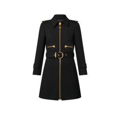 This elegant belted coat is crafted from lightly textured wool hopsack for a structured look which is underscored with a smart collar, epaulettes, wrist tabs and topstitch detailing. Golden hardware adds a chic metallic accent, while a monogram canvas zipper puller completes the look with a discreet signature Louis Vuitton Coat, Adidas Track Pants Outfit, Black Cashmere Coat, Racing Jacket Outfit, Long Coat Outfit, Trench Coat Outfit, Classy Winter Outfits, Louis Vuitton Belt, Classy Casual Outfits