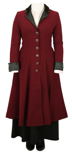 Veronica Frock Coat - Burgundy Steampunk Blouse, Short Frocks, Black Frock, Ladies Coat, Frock For Women, Adventure Outfit, Period Clothing