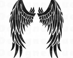 two black angel wings on a white background