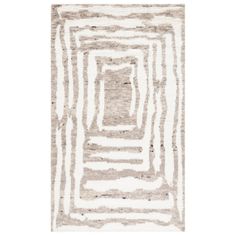 an area rug with white and grey stripes on the bottom, in front of a white background