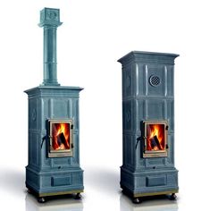 two small stoves sitting next to each other