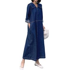 Welcome to the 2023 Spring Collection. featuring our pull on women's stylish denim dress with '90s vibes! This classic piece offers a mid wash. full-length length. and pull-on closure ââ‚?the perfect combination of quintessential style and vogue flair.Why You'll Love It: 90s Vibes: Revive the spirit of the '90s with this denim dress. perfect for channeling your inner punk-cool. Classic Medium Wash: A timeless. mid-tone wash that's perfect for any occasion. Long Length: This dress is designed to Fall Relaxed Fit Denim Blue Denim Dress, Non-stretch Dark Wash Denim Dress, Non-stretch Denim Dress In Dark Wash, Relaxed Fit Denim Dresses For Fall, Medium Wash Denim Dress With Relaxed Fit, Relaxed Fit Denim Blue Dress For Fall, Dark Wash Relaxed Fit Denim Dress, Denim Blue Relaxed Fit Dress For Fall, Non-stretch Medium Wash Denim Dress