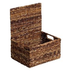 an empty wicker basket on a white background