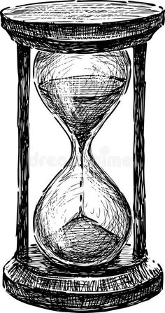 an hourglass with sand running through it, vintage line drawing or engraving stock illustration