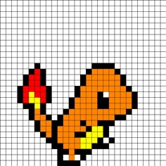 an image of a cross stitch pattern with a yellow bird on it's head