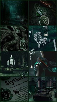 the collage shows several different images in black and green colors, including an image of a