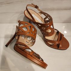 Never Worn Sexy Sandal 6.5b Brown Almond Toe Sandals For Evening, Designer Brown Sandals With 4-inch Heel, Clothes Horse, Von Furstenberg, Diane Von, Diane Von Furstenberg, Size 6, Women Shoes, Sandals