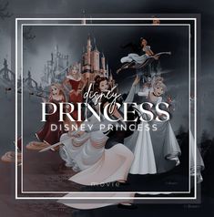 the disney princess movie poster is shown in black and white