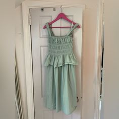 Flattering Skirt And Top Worn Twice (Washed And Air Dried Explains Wrinkles) Top And Bottom Can Be Sold Separate Just Comment And I'll Post Separately! Both Top And Skirt Are Xs Accepting Offers Teal Skirt, Skirt And Top, Skirt Sets, Light Teal, Top And Skirt, Green Light, Skirt Top, Mint Green, Light Green