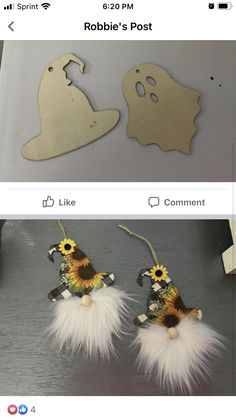 two pictures of some decorations with fake flowers on them and one has sunflowers in it