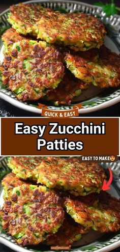 easy zucchini patties recipe on a plate