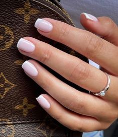 Nail Art Wedding Short Nails, Light French Tip Nails, Minimal French Nails, Nails 2023 Trends, Magenta Nails, French Manicure Nail Designs, Milky Nails, Manicure Nail Designs, French Manicure Nails