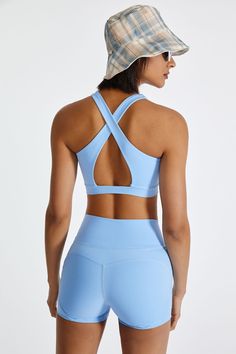 Color_Blue Sporty Activewear With Medium Bust Support And Cross Back, Blue High Stretch Sports Bra With Moisture-wicking, Functional Cross Back Sports Bra For Yoga, High Stretch Blue Sports Bra With Moisture-wicking, Functional Yoga Sports Bra With Cross Back, Functional Cross-back Sports Bra For Yoga, Functional Cross-back Yoga Sports Bra, Blue High Stretch Moisture-wicking Sports Bra, Blue Moisture-wicking High Stretch Sports Bra