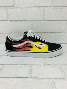 VANS Old Skool Flames Hot Rod RARE Sneakers Men's Skateboarding Shoes Size 9.5. Pre own check pictures before purchase Pencil pointing for the flows of this item Retro Vans Skate Shoes For Skateboarding, Cheap Vans Skateboarding Sneakers, Retro Vans Sneakers For Skateboarding, Vans Skateboarding Sneakers, Vans Shoes Old Skool, Vans Non-slip Sneakers For Skateboarding, Rare Sneakers, Cool Vans, Vans Old Skool