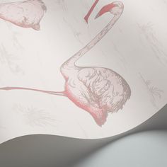 a flamingo wallpaper with pink and white designs