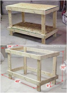 the plans for a coffee table made out of pallets and plywood are shown