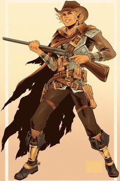 Cowboy Dnd Character, Dnd Cowboy Character Art, Dnd Artificer Artillerist, Gunslinger Dnd Male, Fantasy Gunslinger, Cowboy Oc Art, Dnd Gunslinger, Cowboy Oc, Gunslinger Art