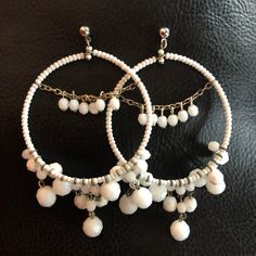 These Earrings Are Lightweight And Won't Weight Down Your Ears. They Are Big And Bold. These Are Handmade Here In The Usa. The Measure 3.25" Long. They Are New And Have Not Been Worn. All Items Come In Gift Bags Ready For Giving. White Dangle Hoop Earrings With Dangling Beads, White Hoop Earrings With Dangling Beads, White Drop Chandelier Earrings For Pierced Ears, White Chandelier Earrings With Dangling Beads, White Chandelier Dangle Earrings, White Round Chandelier Earrings, White Round Earrings With Dangling Beads, White Dangle Clip-on Earrings, White Round Beaded Earrings With Dangling Beads