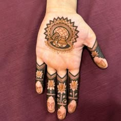 a woman's hand with henna tattoos on it