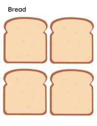 four slices of bread are shown in three different positions, with the same size and shape