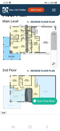 the floor plan for a house with two levels and one level on each side, which is