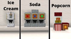 ice cream, popcorn and soda machines in minecraft