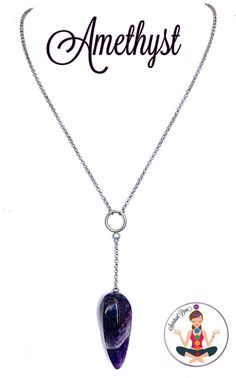 Amethyst Energy Healing Crystal Reiki Pendant Gemstone Lariat Necklace – Spiritual Diva Jewelry Gemstone Lariat Necklace, Energy Protection, Reiki Jewelry, Crystal Reiki, Protection Jewelry, Psychic Protection, Energy Art, Calming Stones, Energy Stones