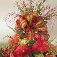 a christmas tree with red and green decorations