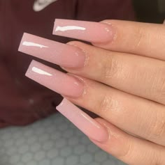 Basic Long Coffin Acrylic Nails, Plain Long Square Nails, Long Solid Color Nails, Plain Pink Acrylic Nails, Square Nails Colors, Plain Square Nails, Long Nude Acrylic Nails, Plain Nails Acrylic, Long Acrylic Nails Square