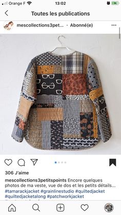 an image of a jacket made out of patchwork fabric on a tweep