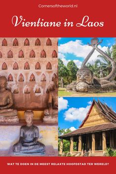 the cover of an article about vietnam in laos, with images of buddha statues and buildings