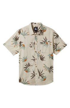 Feel like you're on vacation no matter what you're doing in this crisp cotton sport shirt awash with island-inspired prints. Front button closure Spread collar Short sleeves Chest patch pocket 100% cotton Machine wash, tumble dry Imported Cotton Button-up Camp Shirt For Beach Season, Cotton Short Sleeve Button-up Shirt For Beach Season, Cotton Hawaiian Button-up Shirt For Beach, Relaxed Fit Cotton Short Sleeve Shirt For Beach Season, Cotton Short Sleeve Shirt For Beach Vacation, White Tropical Cotton Shirt, White Cotton Tropical Camp Shirt, White Tropical Cotton Camp Shirt, Hawaiian Cotton Short Sleeve Button-up Shirt