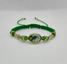 St Jude Thaddeus handmade bracelet St Jude Bracelet, Handmade Adjustable Green Rosary Bracelet, Green Handmade Adjustable Rosary Bracelet, Handmade Green Rosary Bracelet Gift, Adjustable Handmade Green Rosary Bracelet, St Jude Thaddeus, Luxury Bracelet, Slide Lock, St Jude