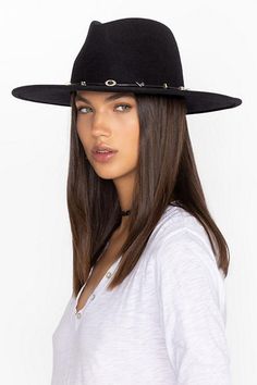 Crafted from 100% wool, the Beaded Hat is available in rich black. Featuring a mid-height crown and a wide, flat brim, this stunning hat is finished with a simple band accented with decorative beaded details. Pair with a fit-and-flare maxi dress and western style boots for a hint of bohemian style. Johnny Was Women's Beaded Hat in Black Elegant Flat Crown Hat, Fall Flat Crown Top Hat, Elegant Black Hat With Flat Crown, Fall Party Cloche Hat With Flat Brim, Evening Hats With Curved Brim For Fall, Curved Brim Evening Hat For Fall, Chic Black Fedora With Flat Crown, Evening Fall Hat With Curved Brim, Chic Winter Hat With Flat Crown