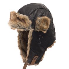 An elegant trapper hat made with high quality genuine leather and trimmed with warm faux fur. This trapper hat provides extra protection from wind and cold and is water-repellent. The Australian Ushanka has three positions that allow for any type of weather: flaps all the way up, flaps partially down to cover the ears, or flaps tied under the chin. The inside of the hat is fully lined with static-resistant quilted fabric for added insulation and comfort. Great for casual everyday wear to keep yo Fox Fur Scarf, Aviator Hat, Trapper Hat, Trapper Hats, Hat Men, Quilted Fabric, Fur Scarf, Quality Hats, Winter Hats For Women