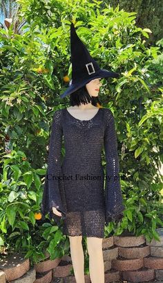 "Witches Fun Night Out" Crochet Fashion Costume Pattern by plfb  Crochet this easy dress for a fun night out or It can also be added to your costume collection. This design was inspired from a movie that I liked. The Pattern is made with words and chart symbols.  Please email or text me if you have any questions with the pattern.   Thanks for stopping by Paula L. F. Bennett crochetfashion@msn.com 310-686-4325 Witchy Crochet, Lace Crochet Pattern, Dragon Cosplay, Witchy Dress, Easy Dress, Crochet Lace Pattern, Costume Patterns, Costume Collection, Crochet Dress Pattern