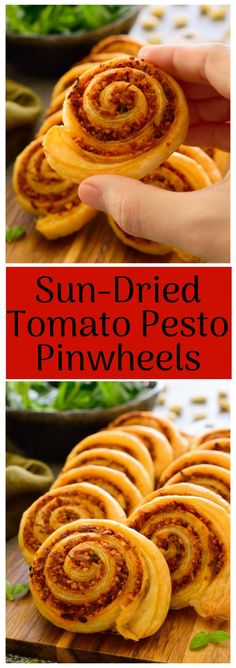 sun - dried tomato pesto pinwheels are the perfect appetizer for any meal