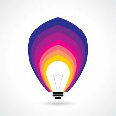 a colorful light bulb on a white background