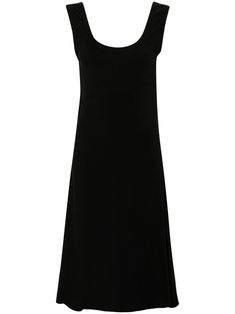 black scoop neck concealed rear zip fastening sleeveless scoop back straight hem mid-length Scoop Neck Midi Dress, Midi Dress Black, Vestido Casual, Jil Sander, Black Midi Dress, Sanders, Mid Length, Midi Length, Day Dresses