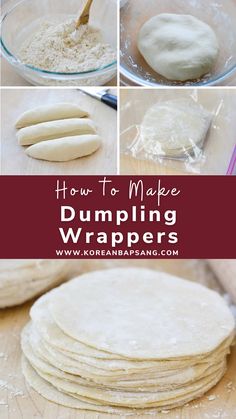 dumpling wrappers Dumplings Wrappers Recipe, Rice Flour Dumpling Wrappers, Dumpling Wrapper Recipe, Quick Food, Homemade Dumplings Recipe, Dumpling Dough, Homemade Chinese Food, Dumpling Wrappers