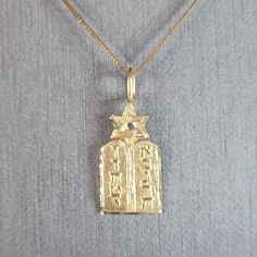 A Womens Vintage Estate 14k Yellow Gold Judaica Pendant With Necklace. The Pendant With The Necklace Weighs 2.4g. Pendant Measures 1" Long By 3/8" Wide. The Necklace Measures 18" Long. The Necklace Is Marked But The Pendant Is Not. Both Have Been Tested And Are Guaranteed To Be As Described. Makes A Great Gift For That Someone Special. If Any Questions, Please Ask. Be Sure To Check Out Our Other Items For Sale. Womens Jewelry Necklace, Great Gifts, Yellow Gold, Jewelry Necklaces, Women Jewelry, Pendant Necklace, Pendant, Women Shopping, Gold